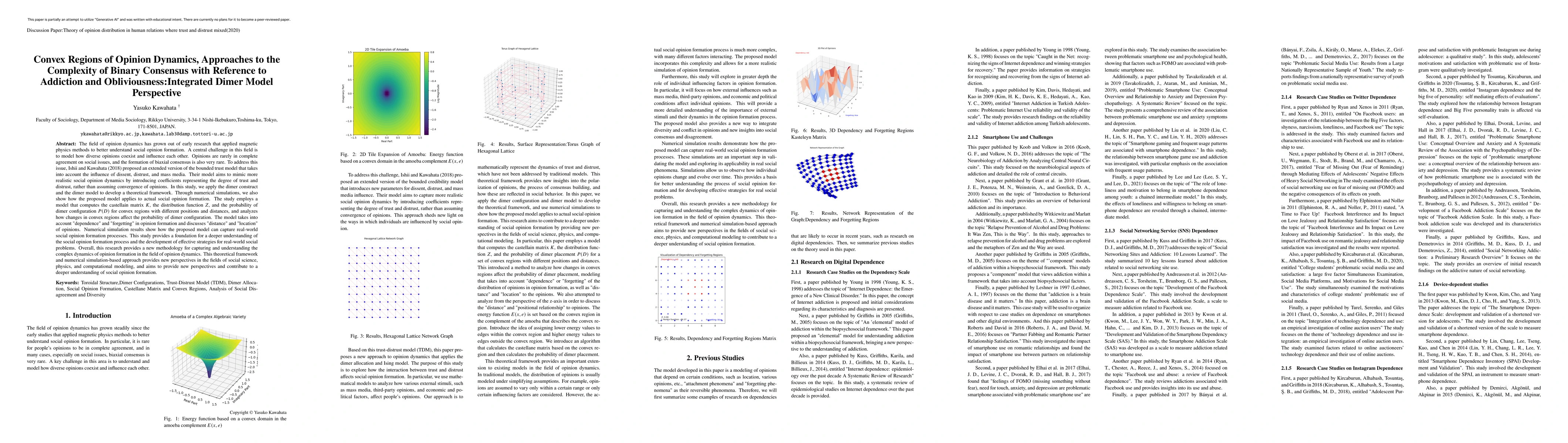 Thumbnail for Convex Regions of Opinion Dynamics, Approaches to the Complexity of
  Binary Consensus with Reference to Addiction and Obliviousness: Integrated
  Dimer Model Perspective