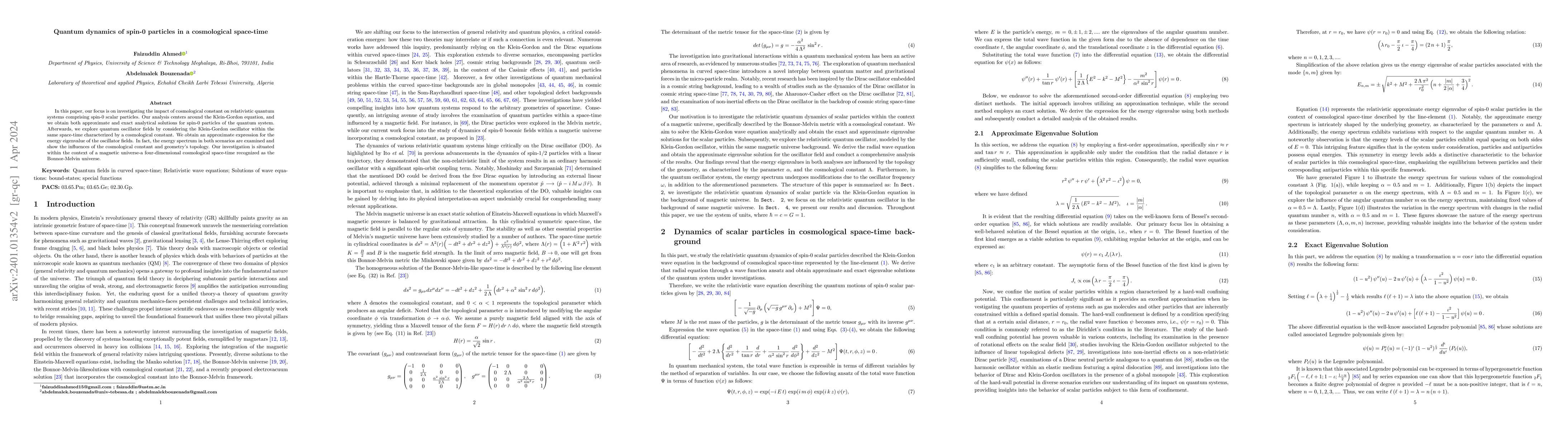 Thumbnail for Quantum dynamics of spin-0 particles in a cosmological space-time