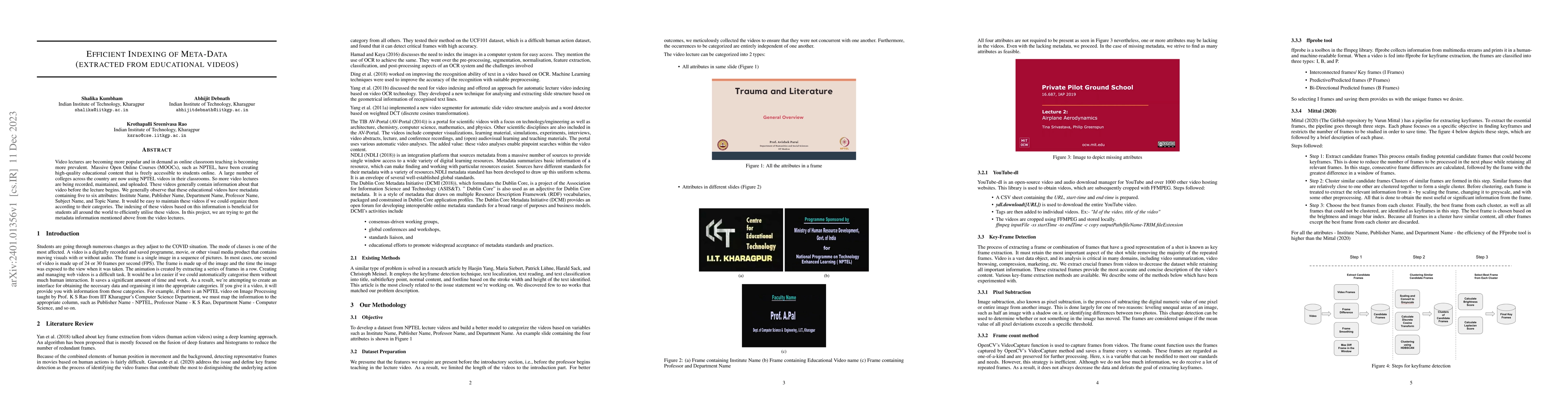 Thumbnail for Efficient Indexing of Meta-Data (Extracted from Educational Videos)
