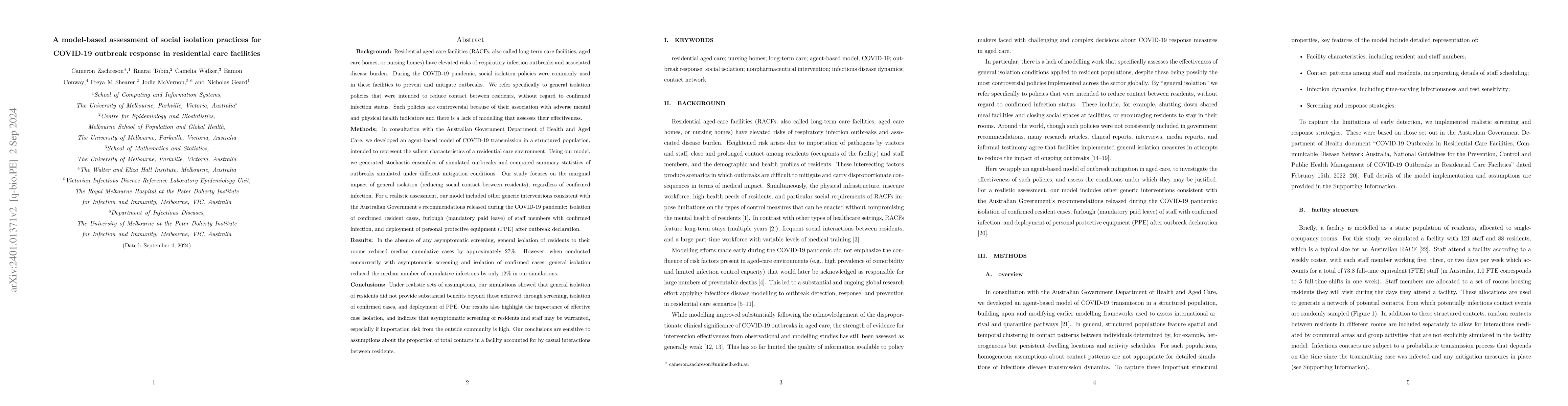 Thumbnail for A model-based assessment of social isolation practices for COVID-19
  outbreak response in residential care facilities