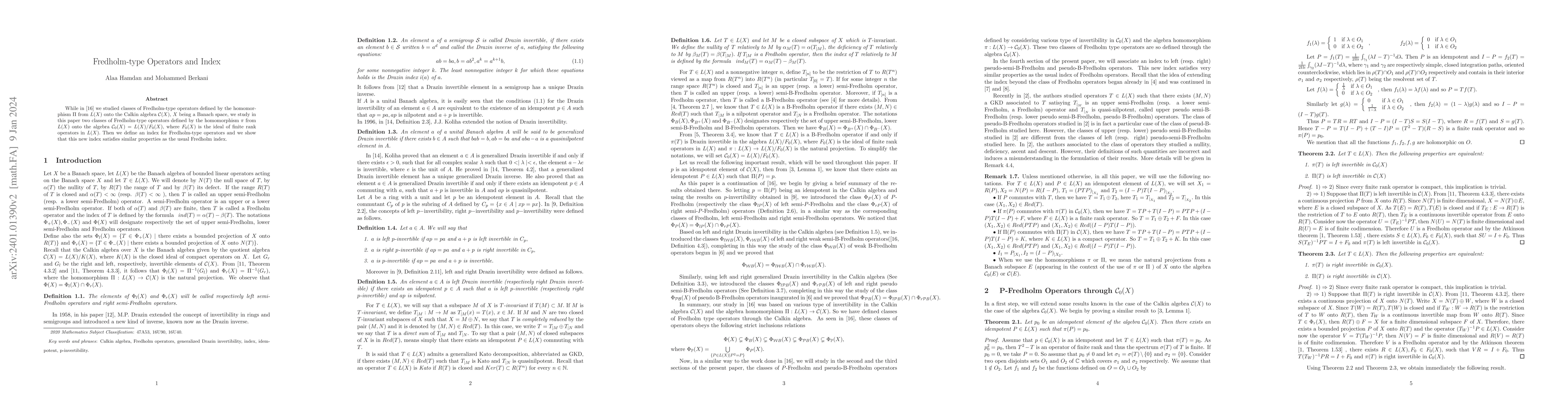 Thumbnail for Fredholm-type Operators and Index