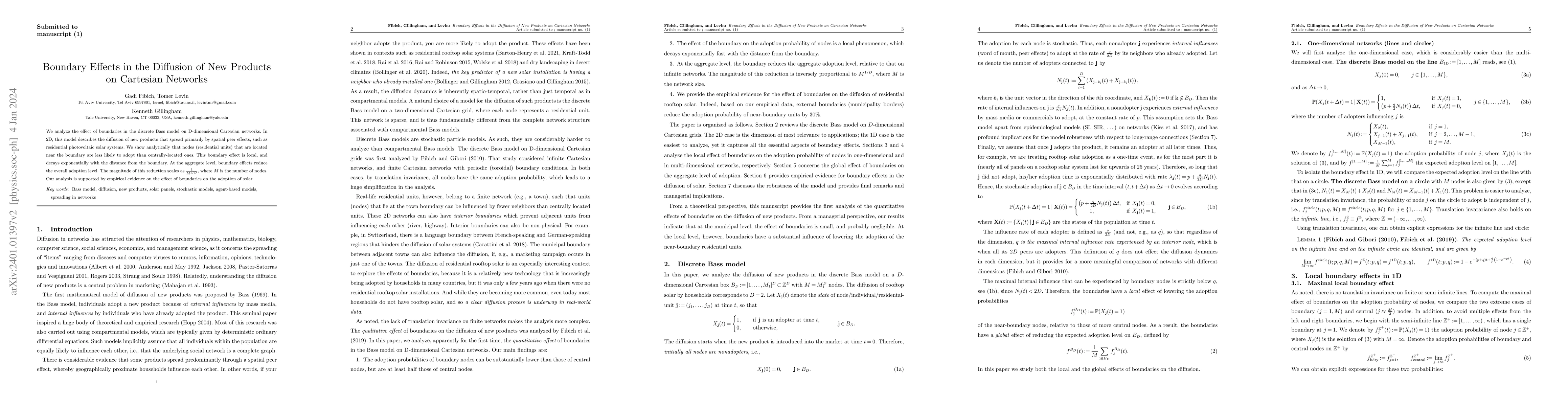 Thumbnail for Boundary Effects in the Diffusion of New Products on Cartesian Networks