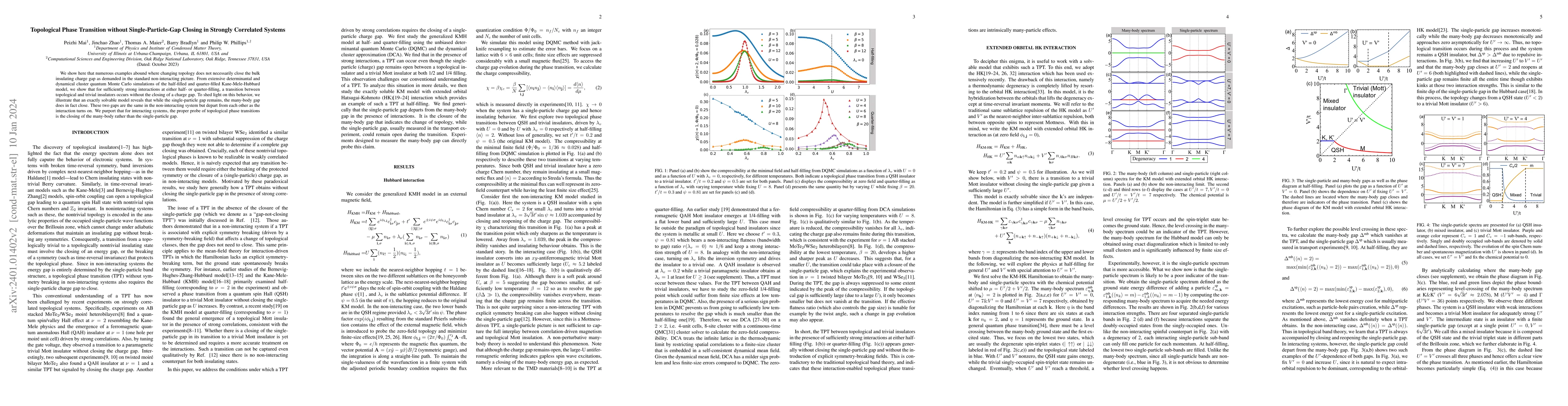Thumbnail for Topological Phase Transition without Single-Particle-Gap Closing in
  Strongly Correlated Systems