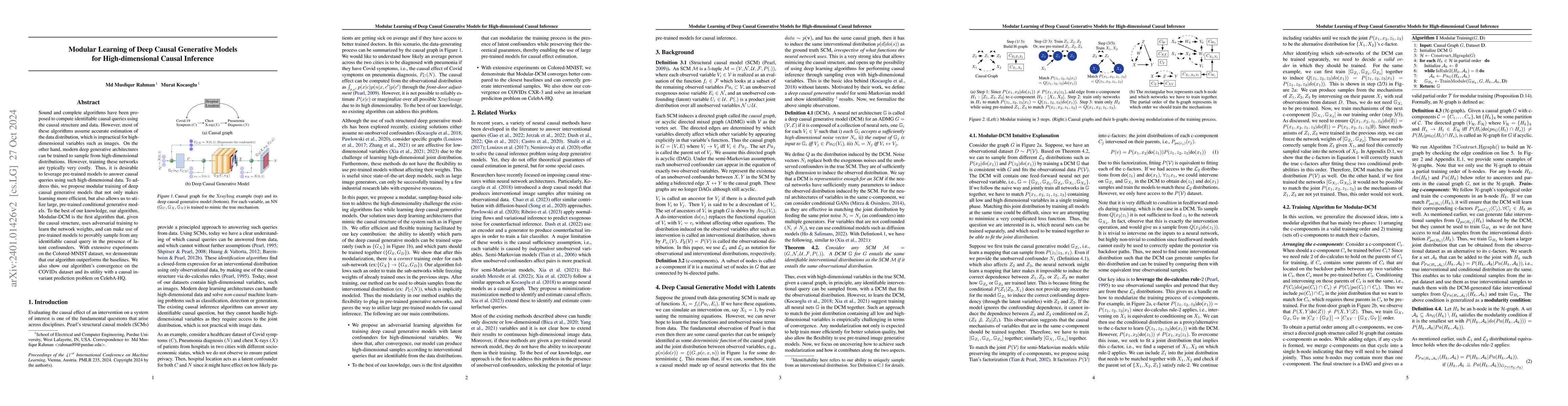 Thumbnail for Modular Learning of Deep Causal Generative Models for High-dimensional
  Causal Inference