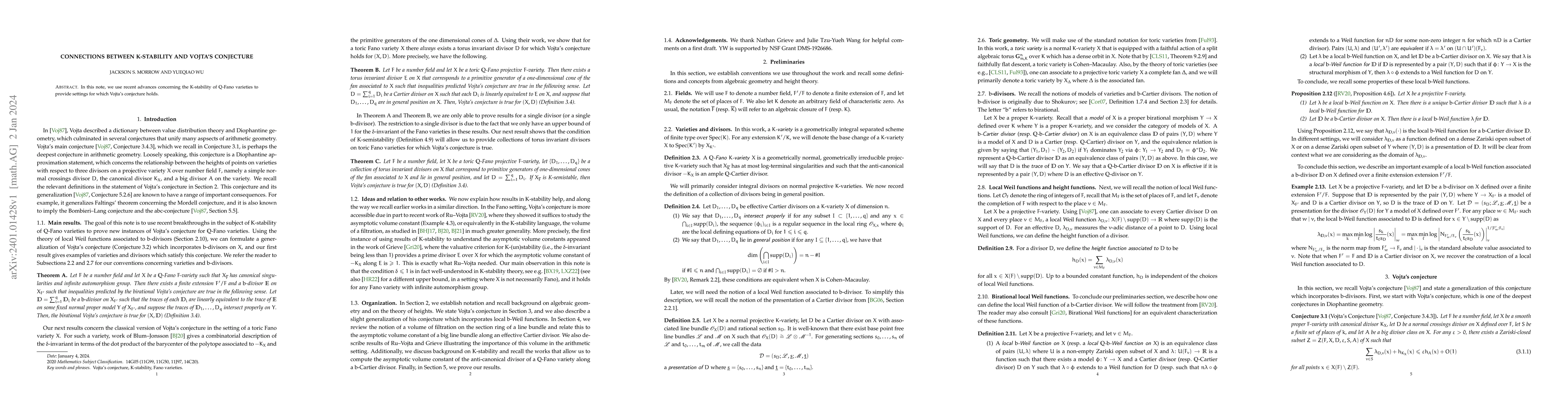 Thumbnail for Connections between K-stability and Vojta's conjecture