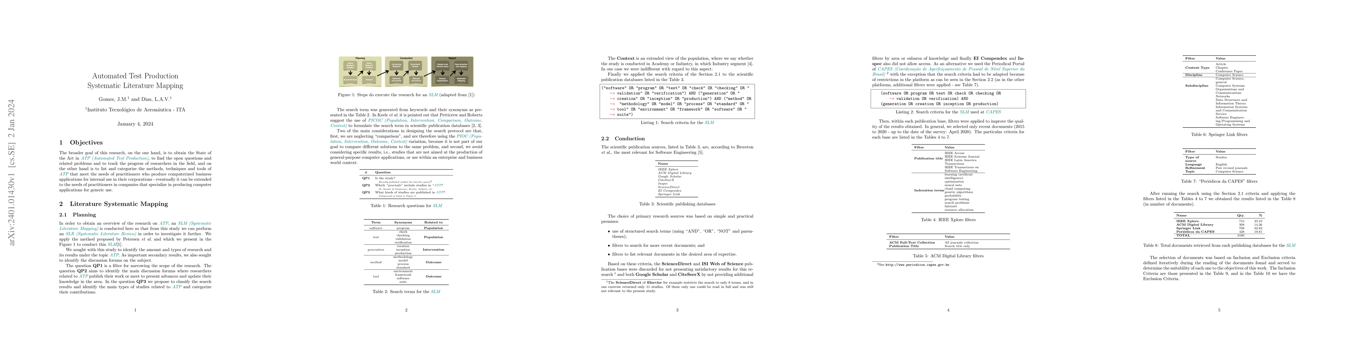 Thumbnail for Automated Test Production -- Systematic Literature Mapping