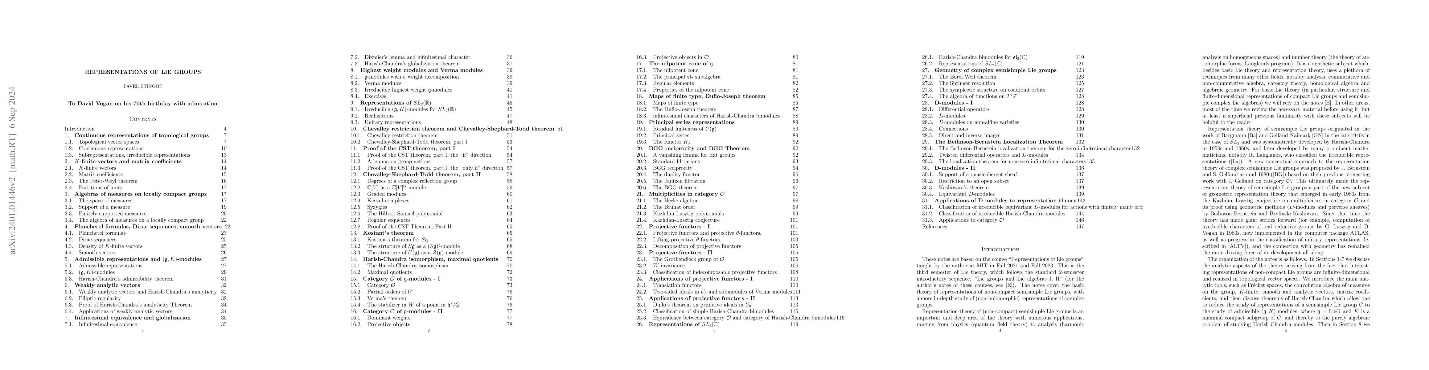 Thumbnail for Representations of Lie groups