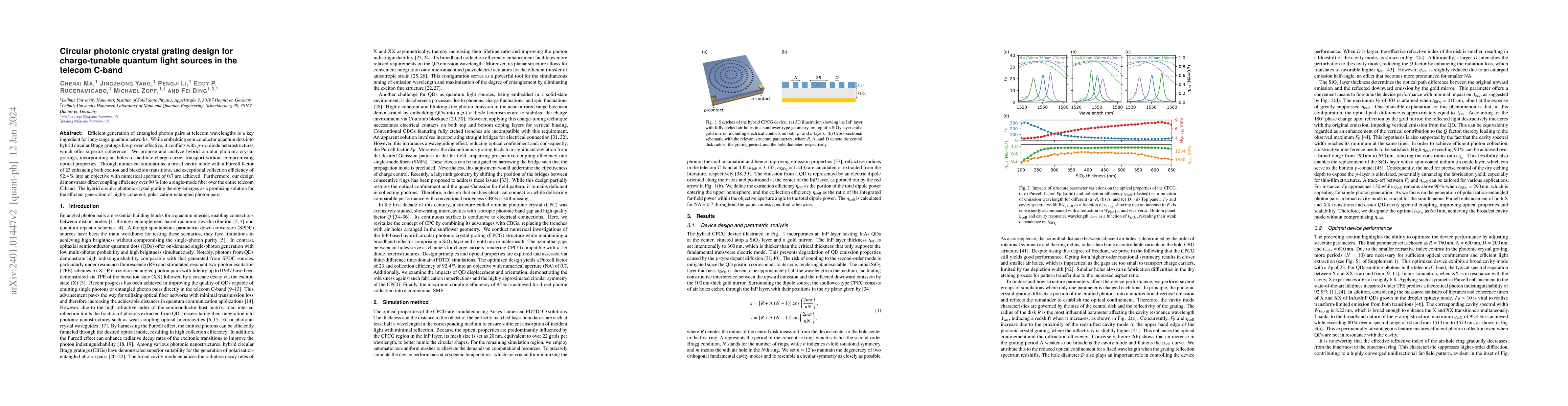 Thumbnail for Circular photonic crystal grating design for charge-tunable quantum
  light sources in the telecom C-band