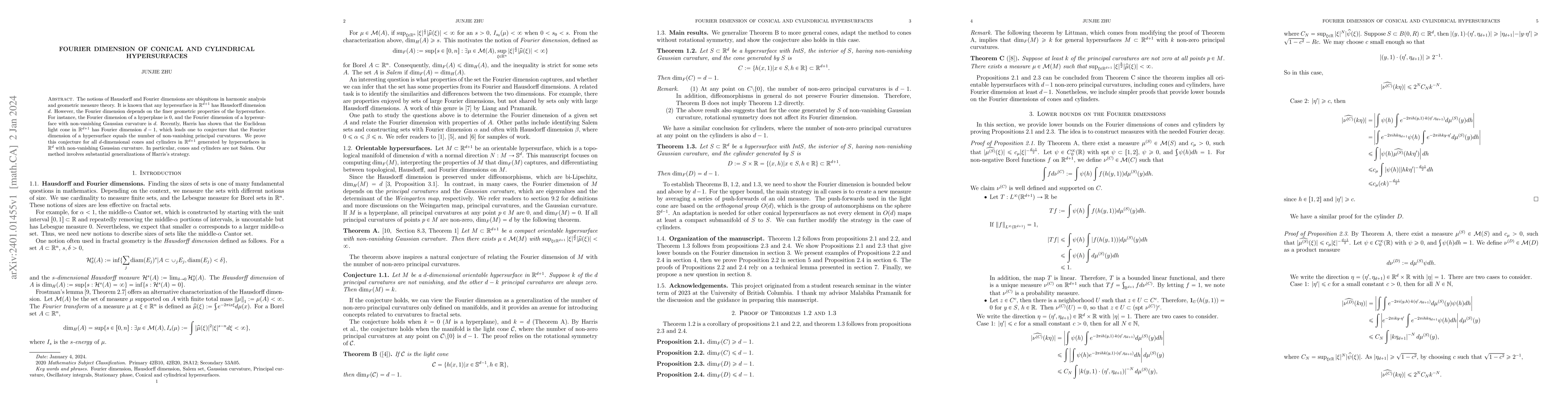 Thumbnail for Fourier dimension of conical and cylindrical hypersurfaces