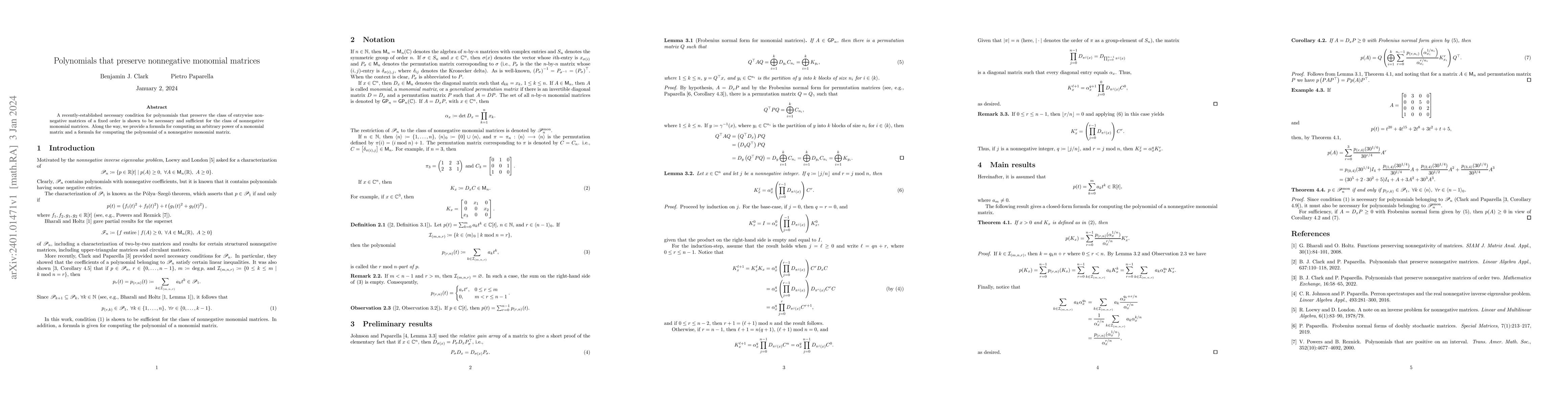 Thumbnail for Polynomials that preserve nonnegative monomial matrices