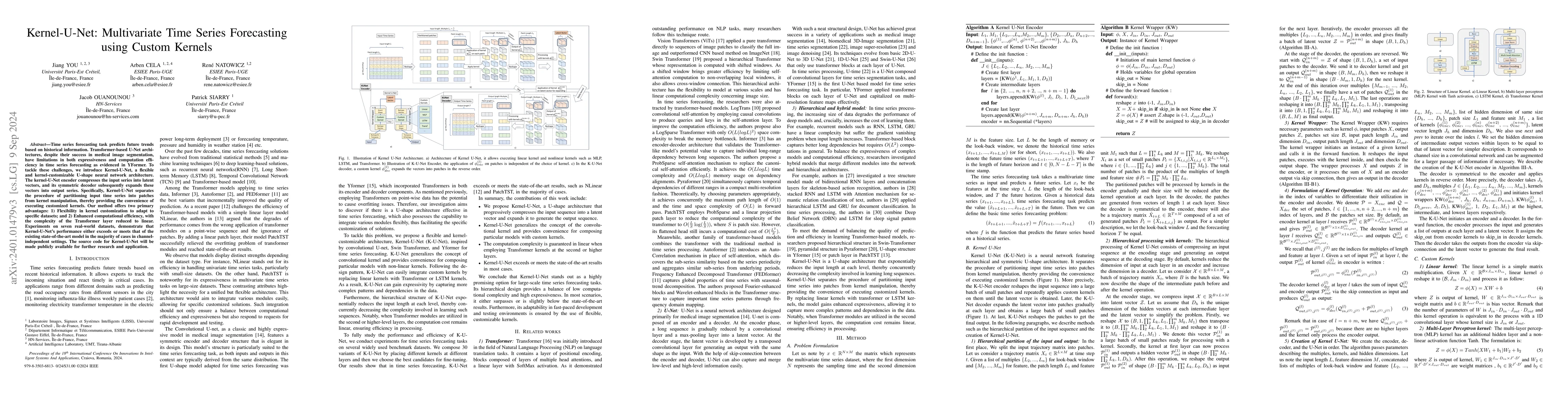 Thumbnail for Kernel-U-Net: Symmetric and Hierarchical Architecture for Multivariate
  Time Series Forecasting