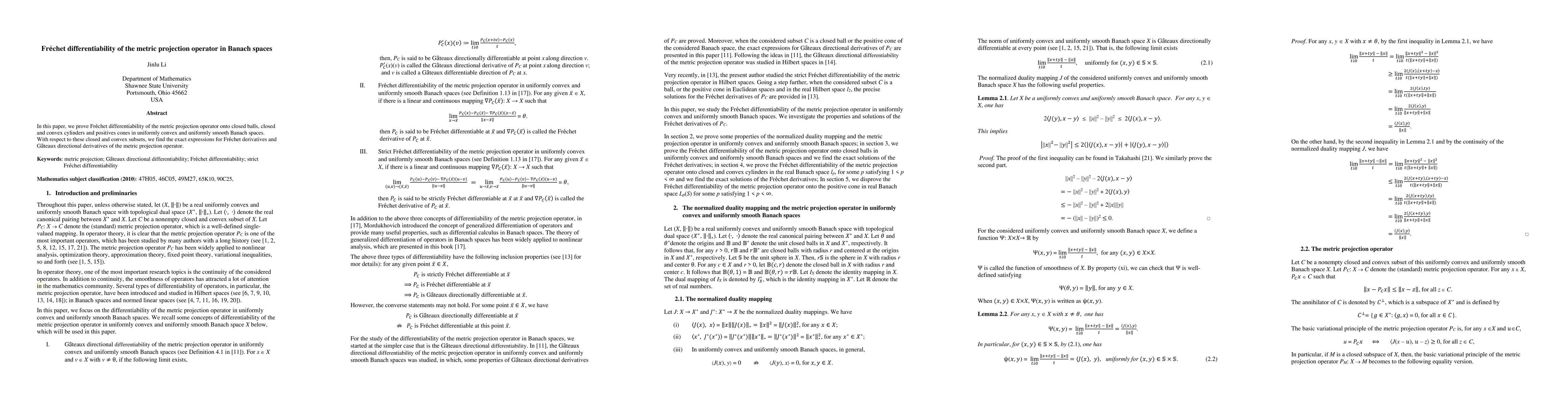 Thumbnail for Frechet differentiability of the metric projection operator in Banach
  spaces