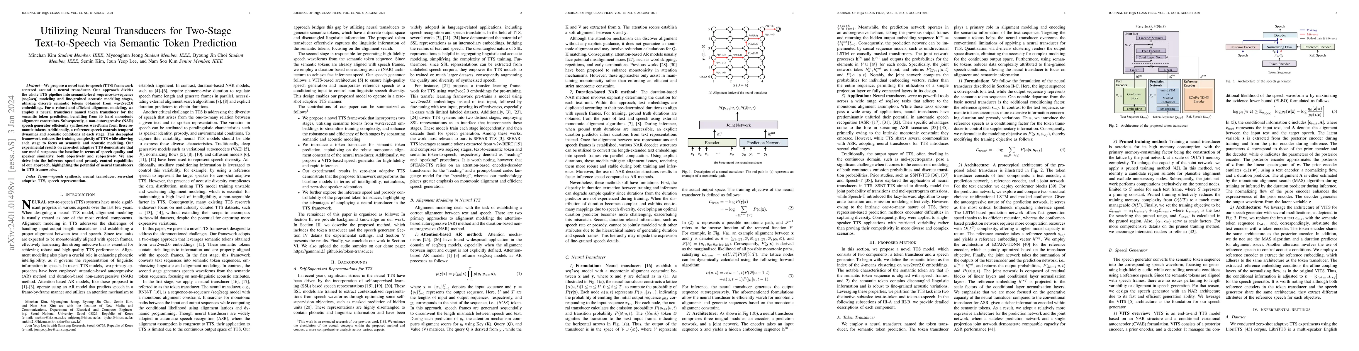 Thumbnail for Utilizing Neural Transducers for Two-Stage Text-to-Speech via Semantic
  Token Prediction