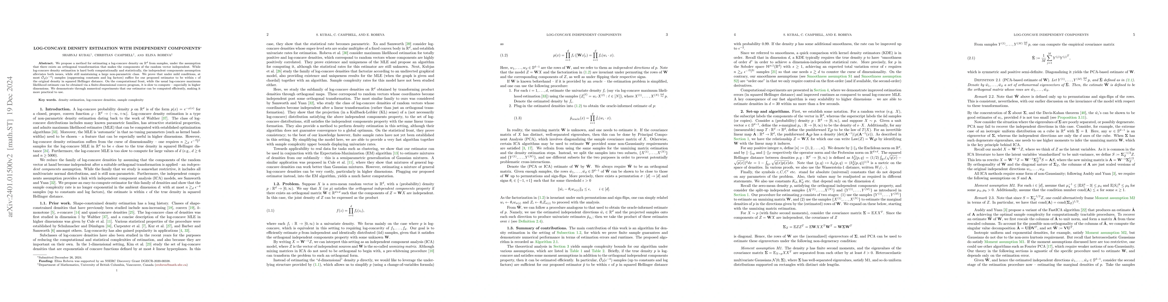 Thumbnail for Log-concave Density Estimation with Independent Components