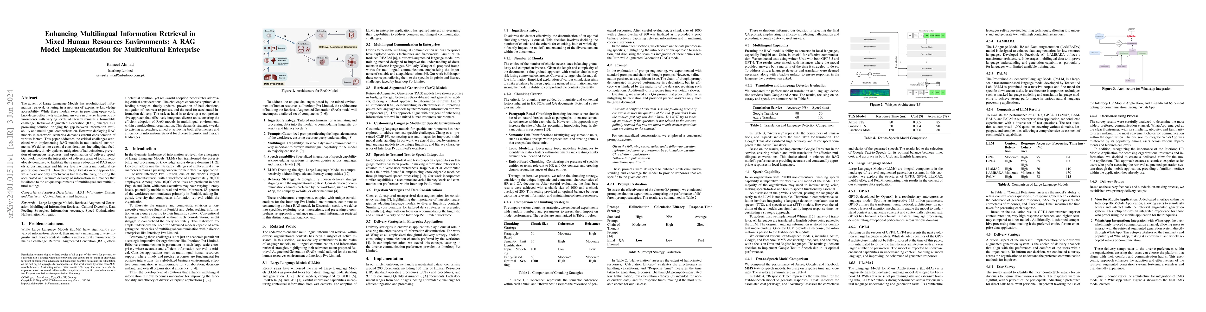 Thumbnail for Enhancing Multilingual Information Retrieval in Mixed Human Resources
  Environments: A RAG Model Implementation for Multicultural Enterprise