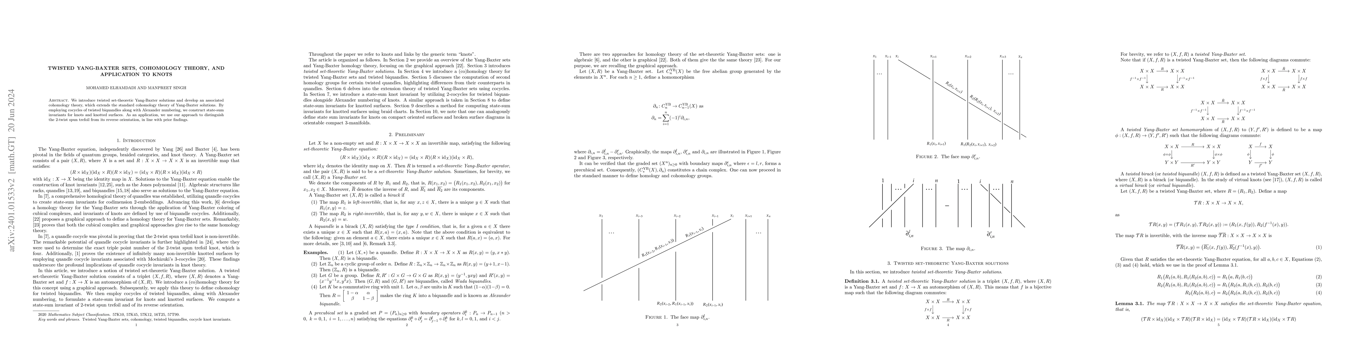 Thumbnail for Twisted Yang-Baxter sets, cohomology theory, and application to knots
