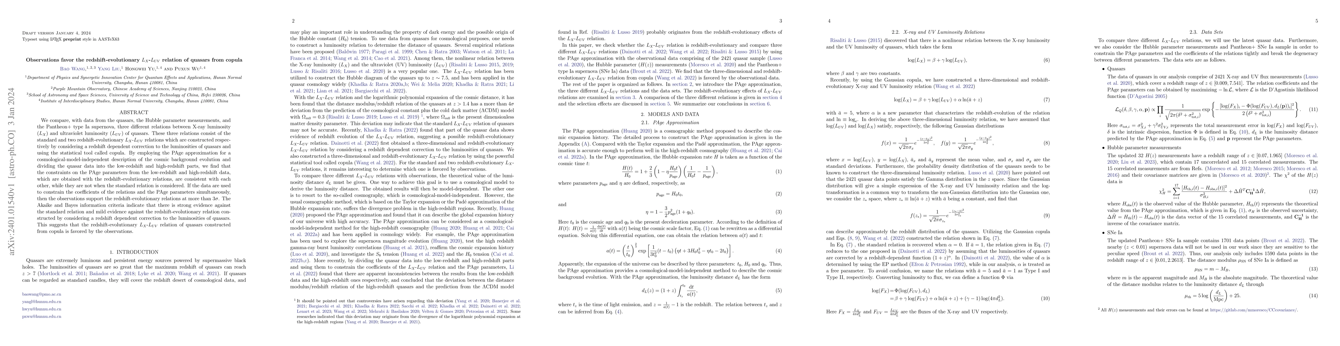 Thumbnail for Observations favor the redshift-evolutionary $L_X$-$L_{UV}$ relation of
  quasars from copula