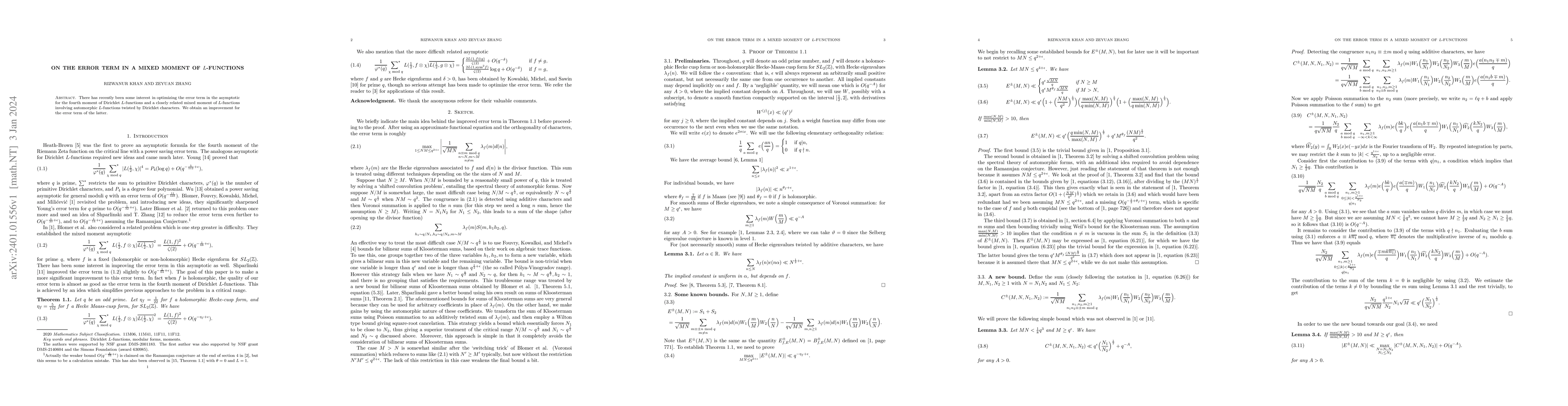 Thumbnail for On the error term in a mixed moment of L-functions