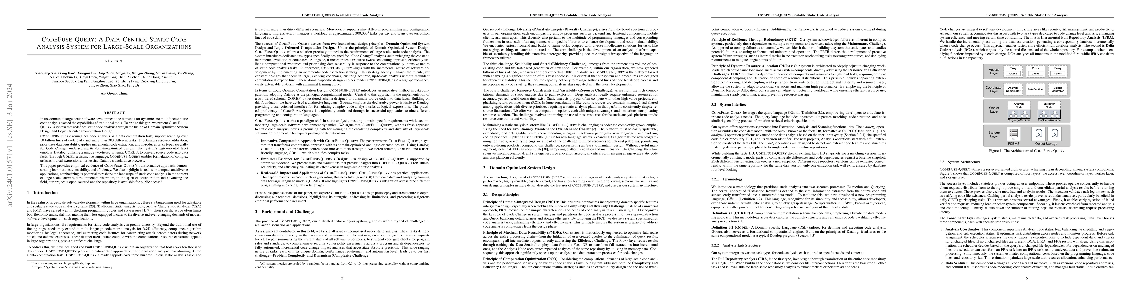 Thumbnail for CodeFuse-Query: A Data-Centric Static Code Analysis System for
  Large-Scale Organizations