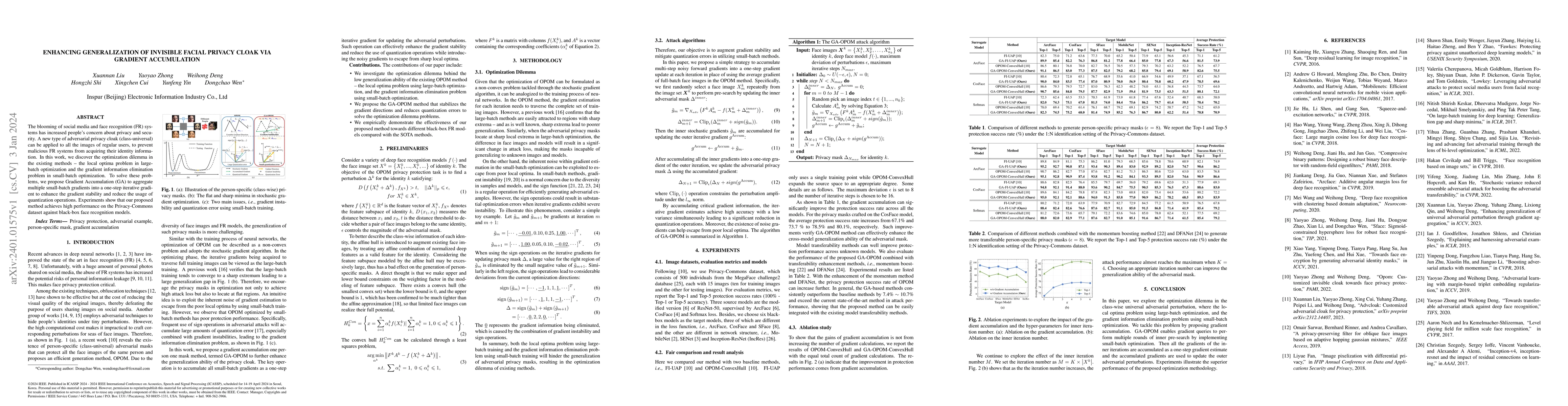 Thumbnail for Enhancing Generalization of Invisible Facial Privacy Cloak via Gradient
  Accumulation