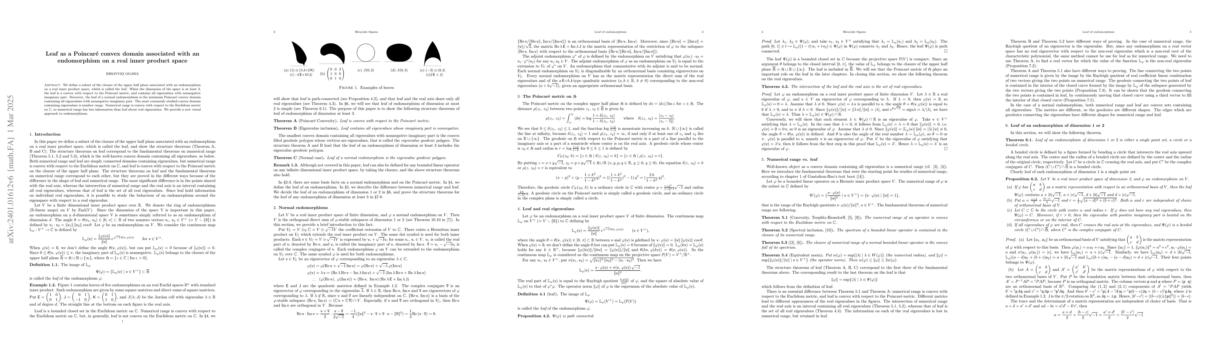 Thumbnail for A leaf as a convex domain containing eigenvalues of an endomorphism on a
  real inner product space