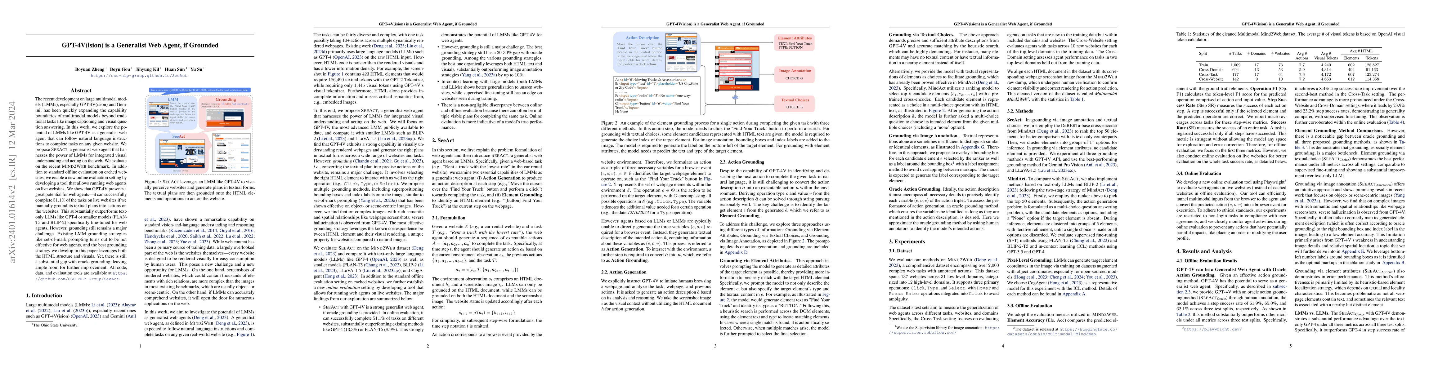 Thumbnail for GPT-4V(ision) is a Generalist Web Agent, if Grounded