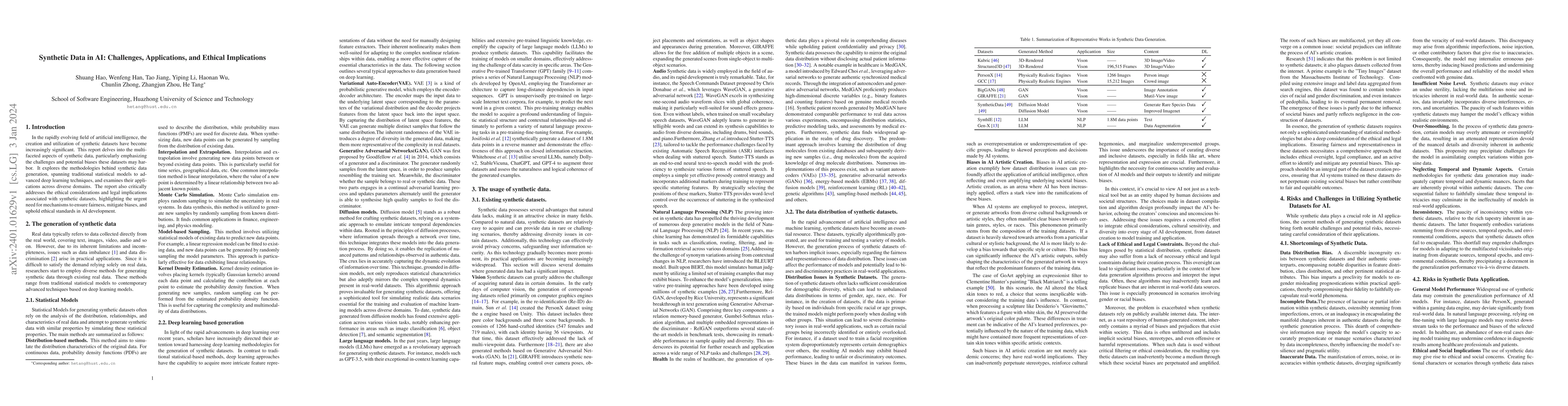 Thumbnail for Synthetic Data in AI: Challenges, Applications, and Ethical Implications