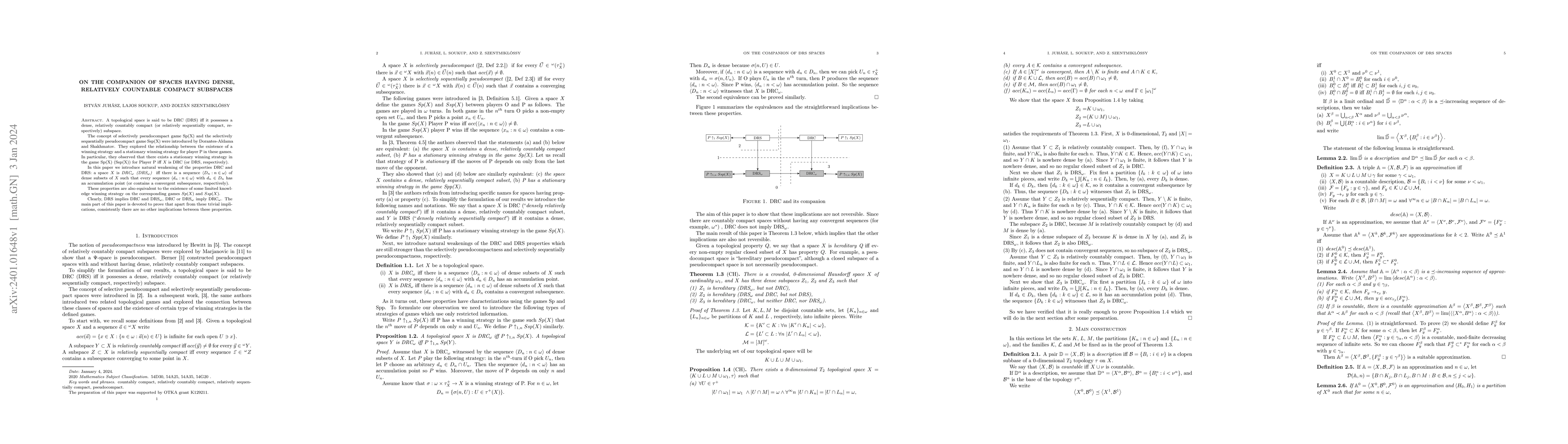 Thumbnail for On the companion of spaces having dense, relatively countable compact
  subspaces