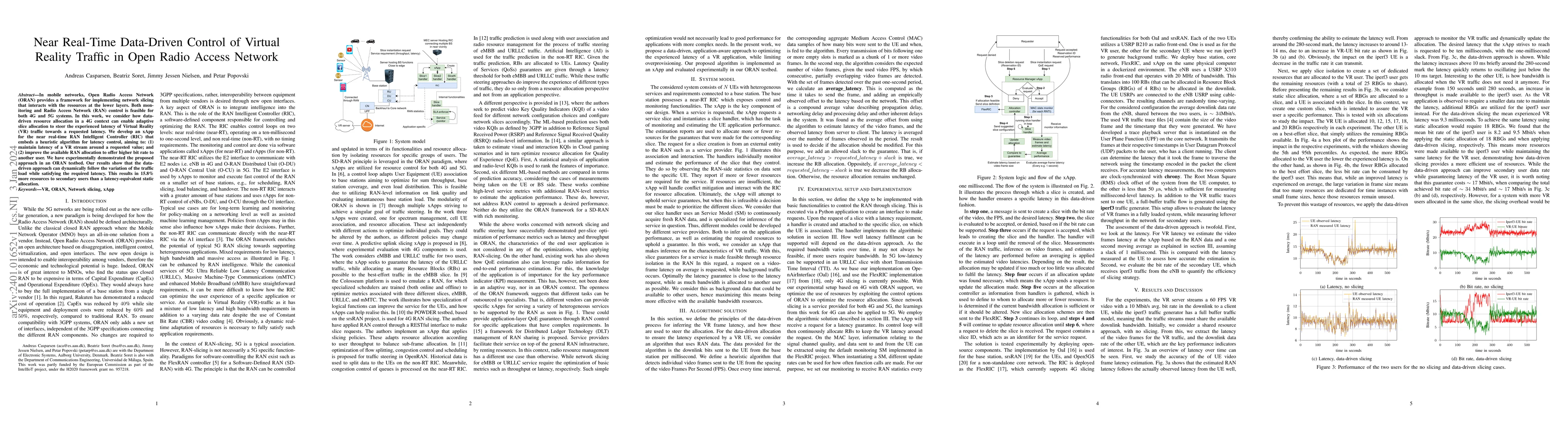 Thumbnail for Near Real-Time Data-Driven Control of Virtual Reality Traffic in Open
  Radio Access Network