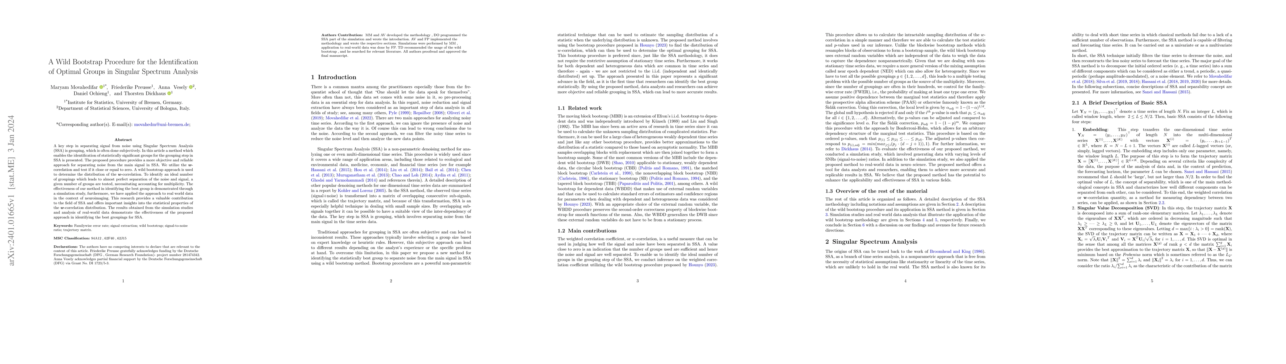 Thumbnail for A Wild Bootstrap Procedure for the Identification of Optimal Groups in
  Singular Spectrum Analysis