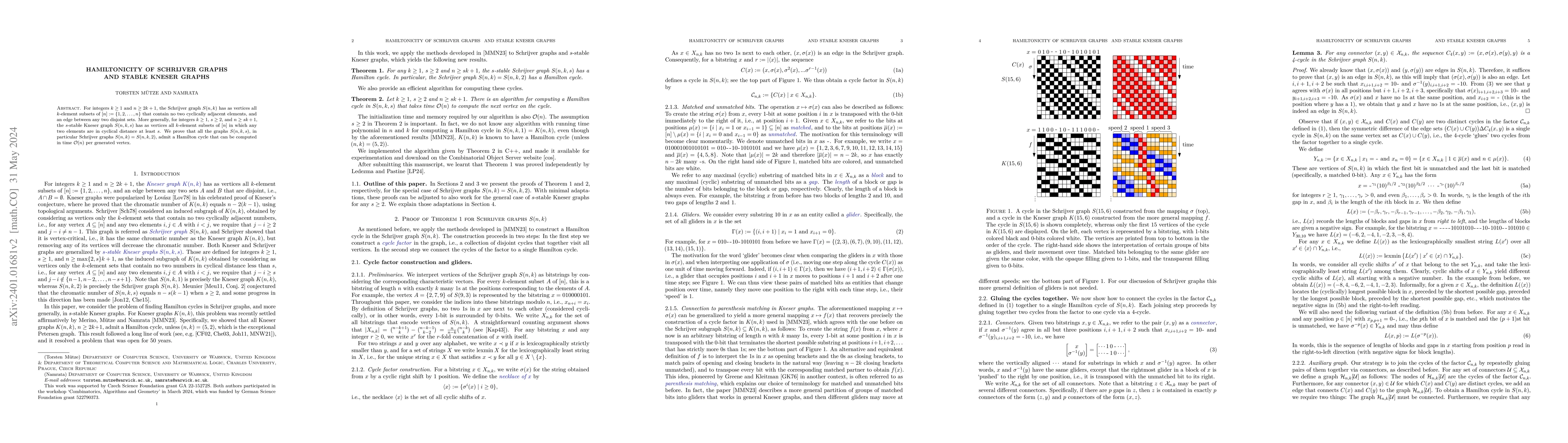 Thumbnail for Hamiltonicity of Schrijver graphs and stable Kneser graphs