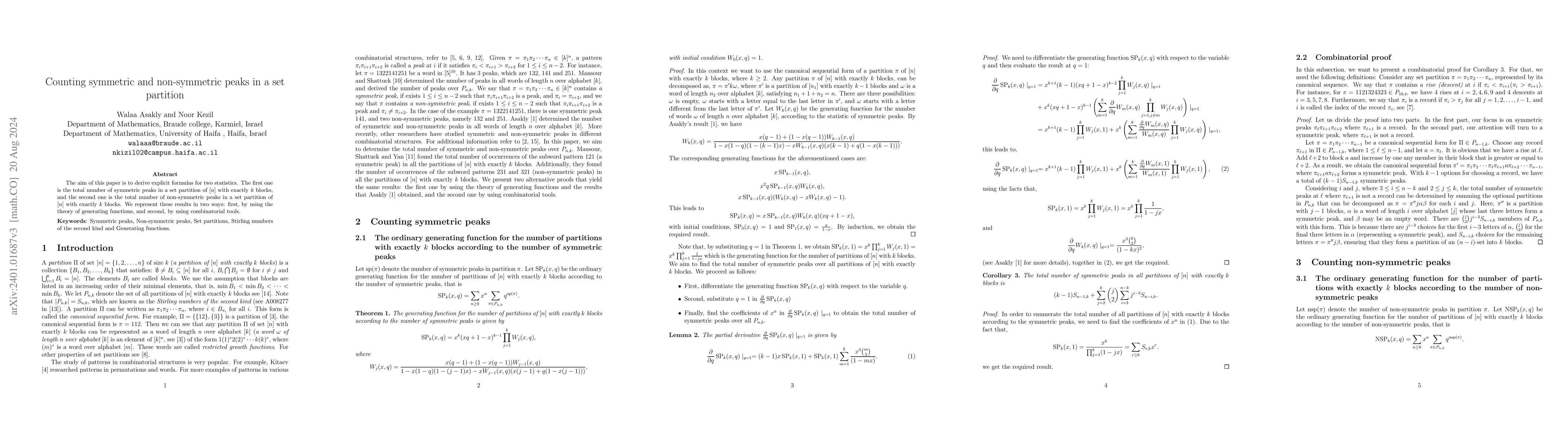 Thumbnail for Counting symmetric and non-symmetric peaks in a set partition