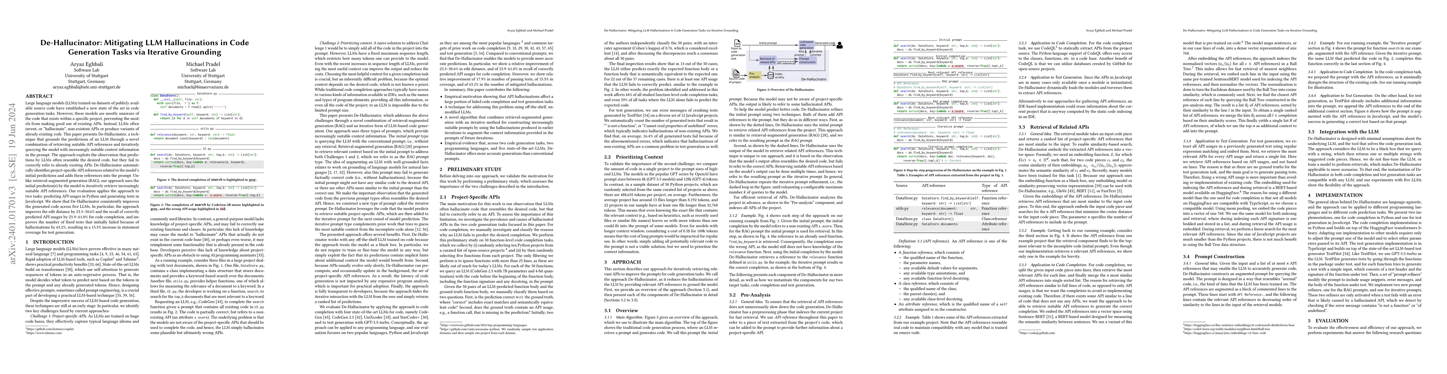 Thumbnail for De-Hallucinator: Mitigating LLM Hallucinations in Code Generation Tasks
  via Iterative Grounding