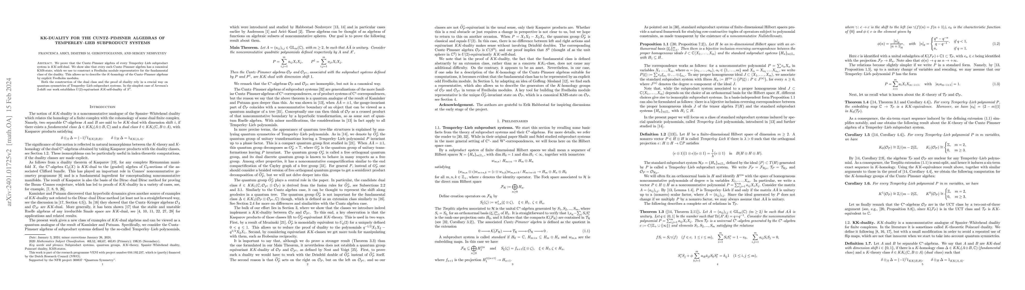Thumbnail for KK-duality for the Cuntz-Pimsner algebras of Temperley-Lieb subproduct
  systems