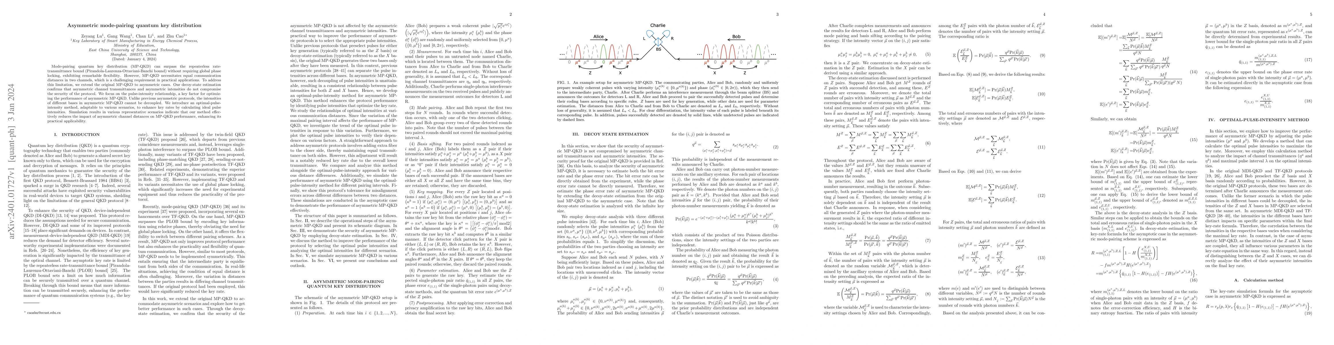 Thumbnail for Asymmetric mode-pairing quantum key distribution