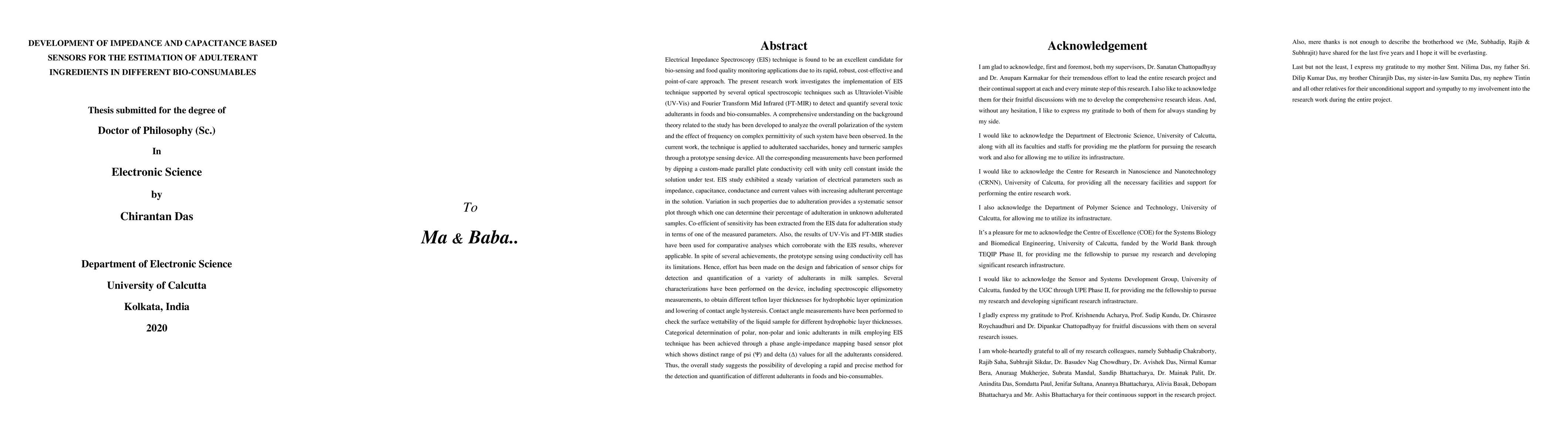 Thumbnail for Development Of Impedance and Capacitance based Sensors for the
  Estimation of Adulterant Ingredients in Different Bio-Consumables