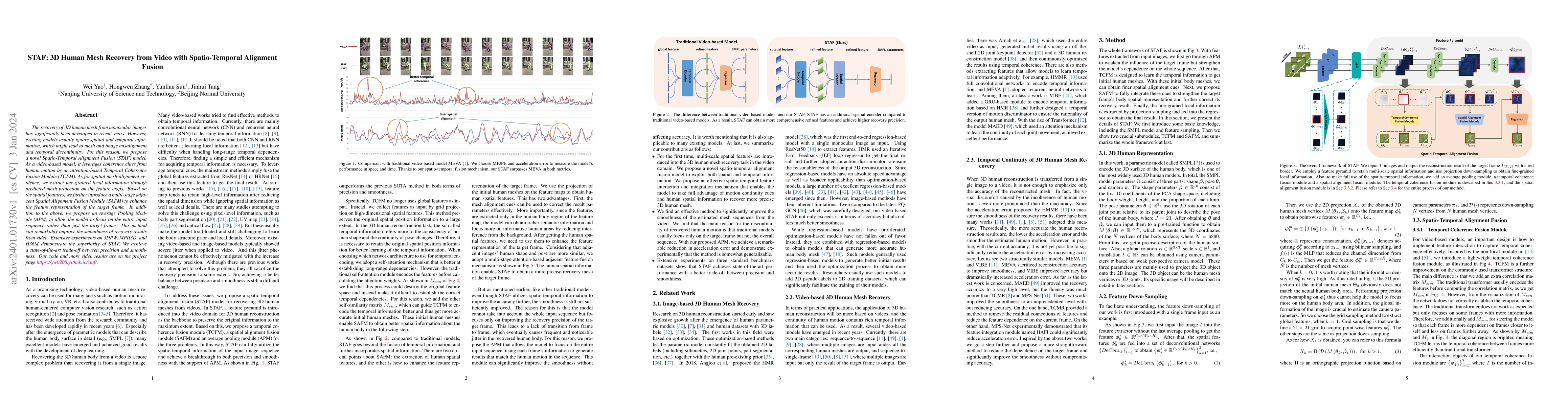 Thumbnail for STAF: 3D Human Mesh Recovery from Video with Spatio-Temporal Alignment
  Fusion