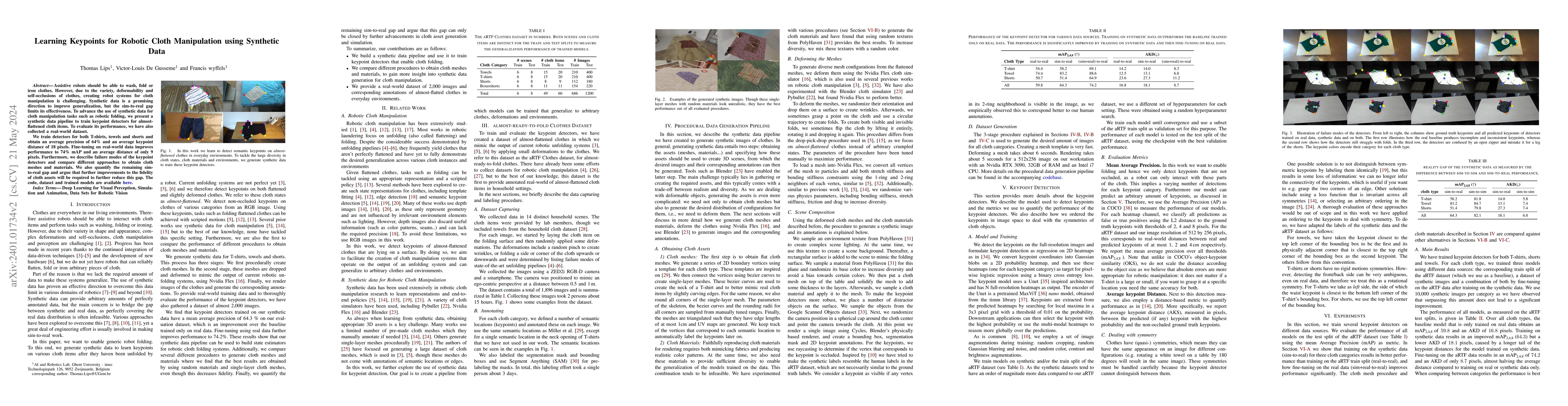 Thumbnail for Learning Keypoints for Robotic Cloth Manipulation using Synthetic Data