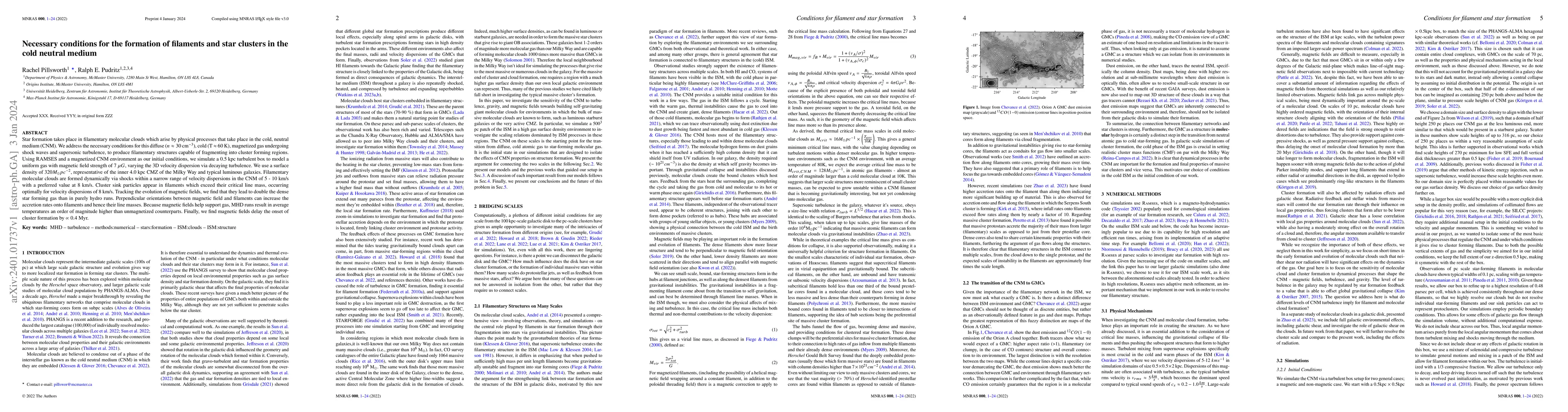 Thumbnail for Necessary conditions for the formation of filaments and star clusters in
  the cold neutral medium
