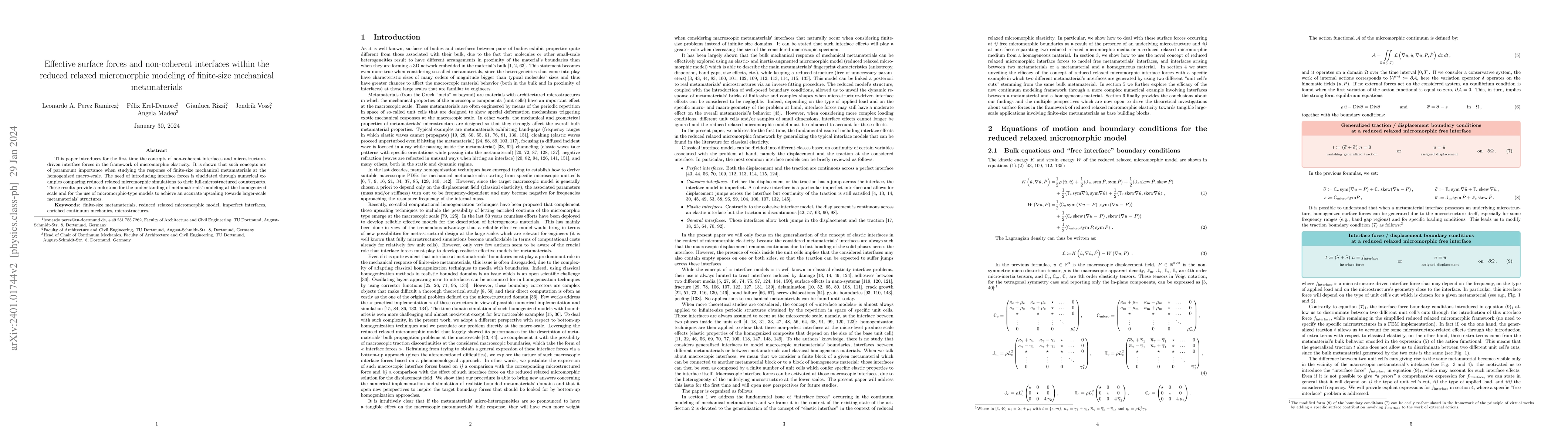 Thumbnail for Effective surface forces and non-coherent interfaces within the reduced
  relaxed micromorphic modeling of finite-size mechanical metamaterials