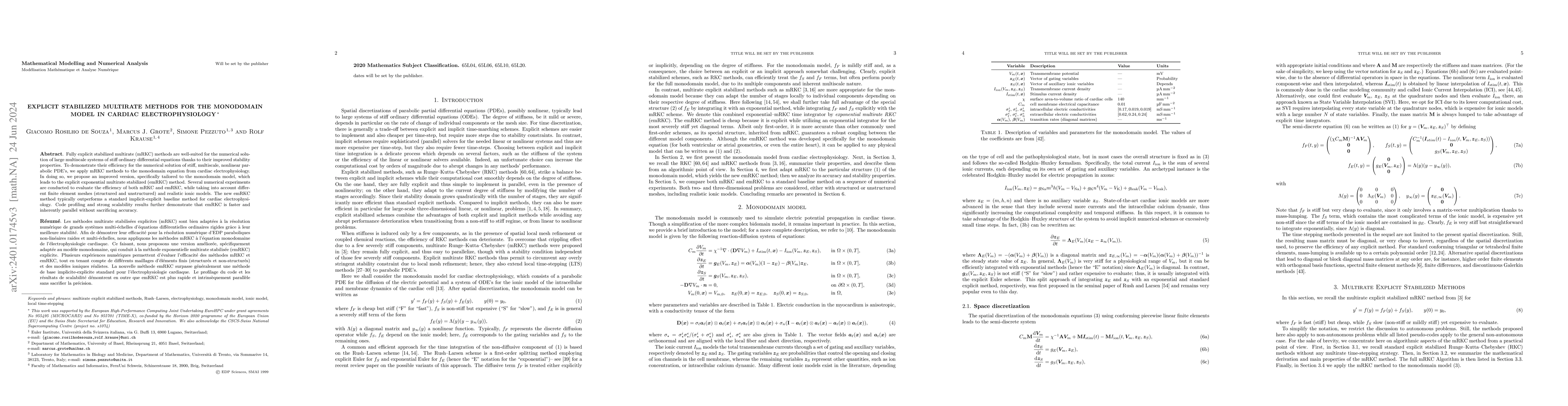 Thumbnail for Explicit stabilized multirate methods for the monodomain model in
  cardiac electrophysiology