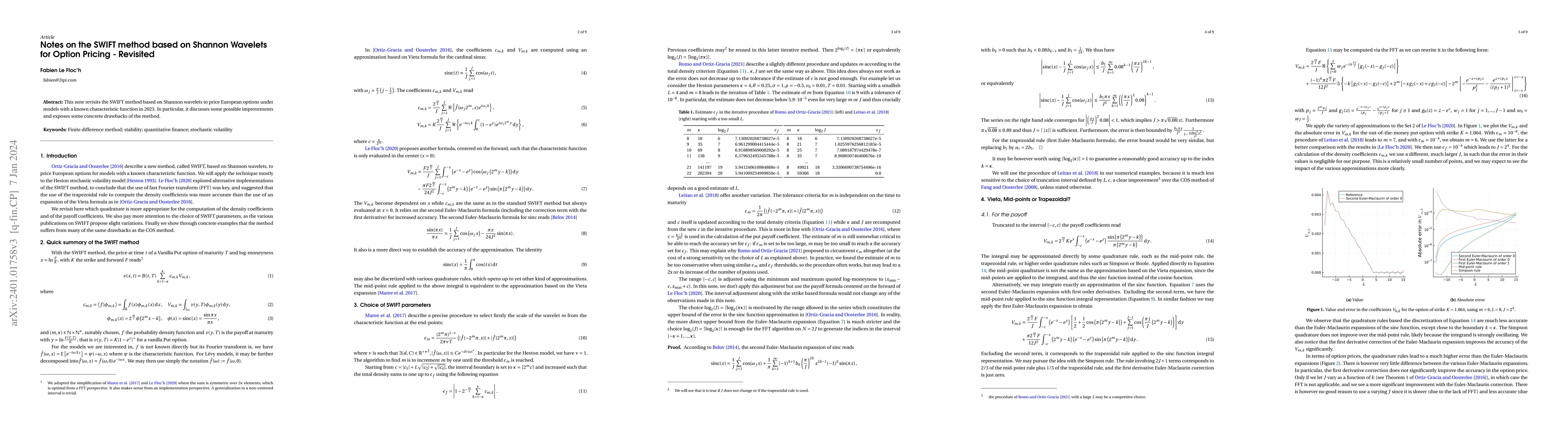 Thumbnail for Notes on the SWIFT method based on Shannon Wavelets for Option Pricing
  -- Revisited