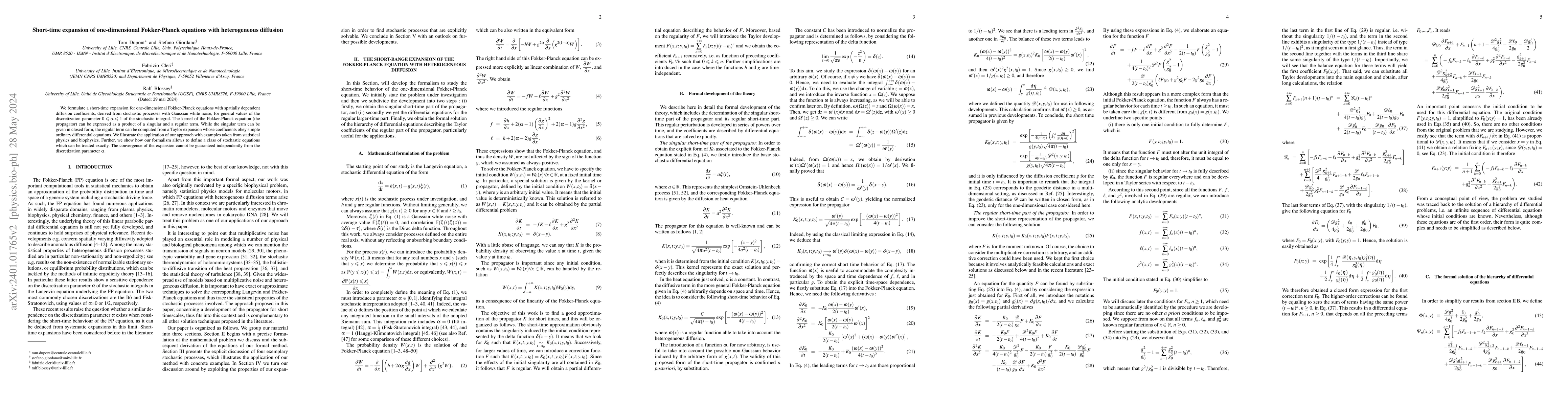 Thumbnail for Short-time expansion of one-dimensional Fokker-Planck equations with
  heterogeneous diffusion