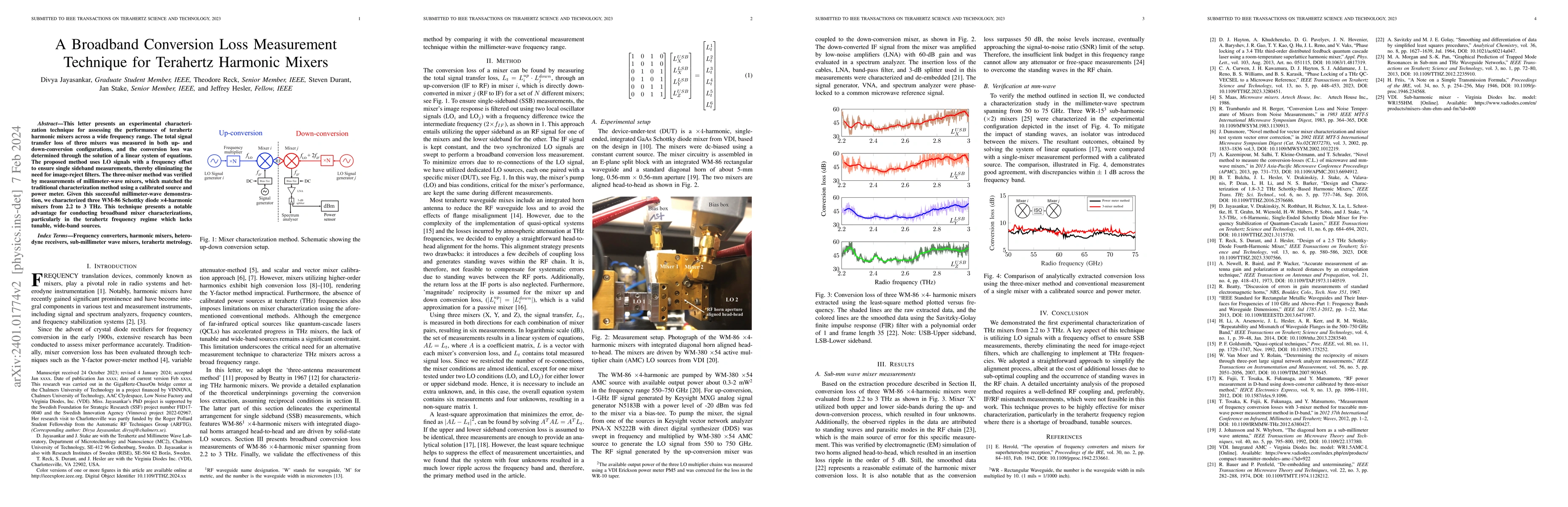 Thumbnail for A Broadband Conversion Loss Measurement Technique for Terahertz Harmonic
  Mixers