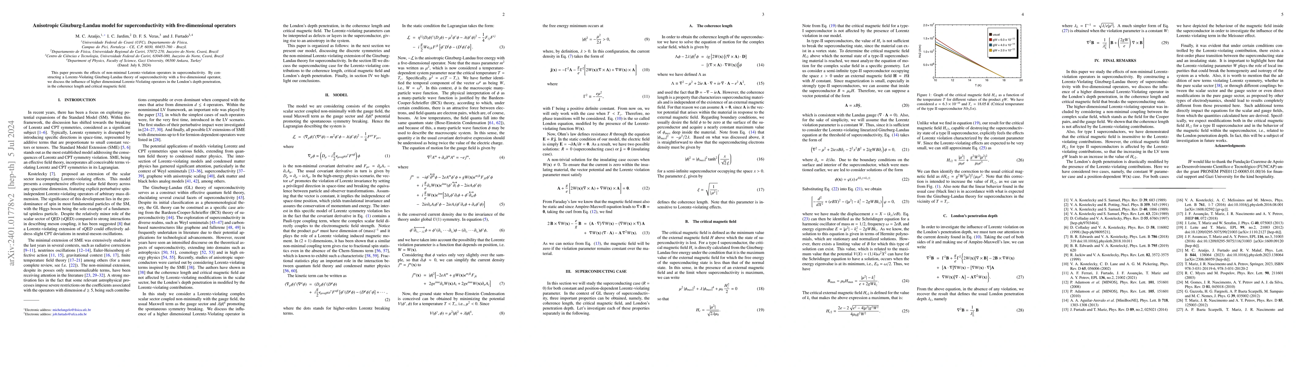 Thumbnail for Anisotropic Ginzburg-Landau model for superconductivity with
  five-dimensional operators