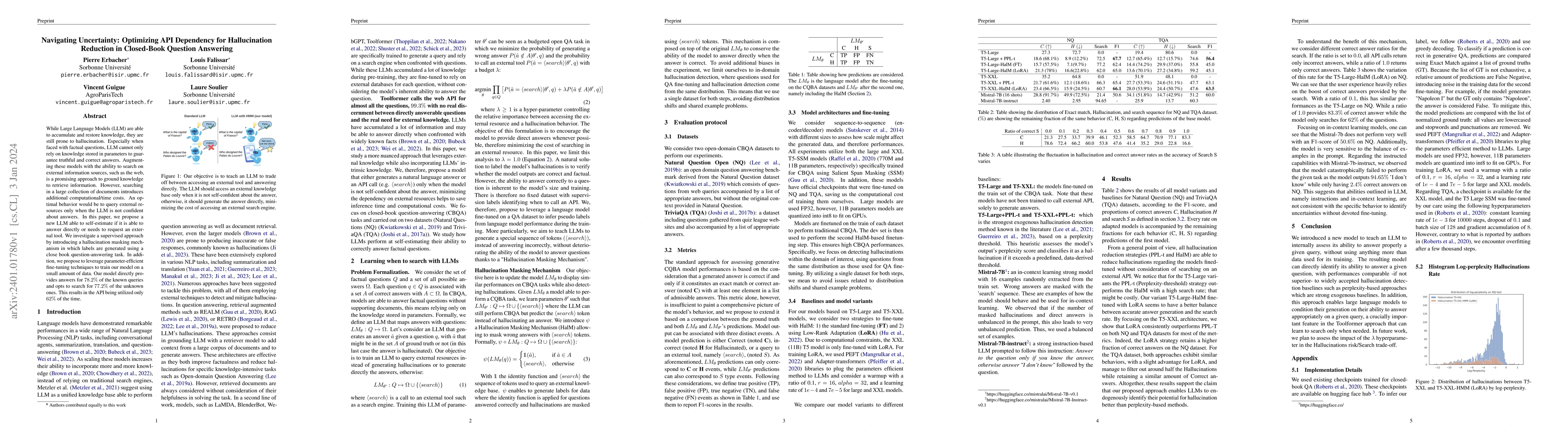 Thumbnail for Navigating Uncertainty: Optimizing API Dependency for Hallucination
  Reduction in Closed-Book Question Answering