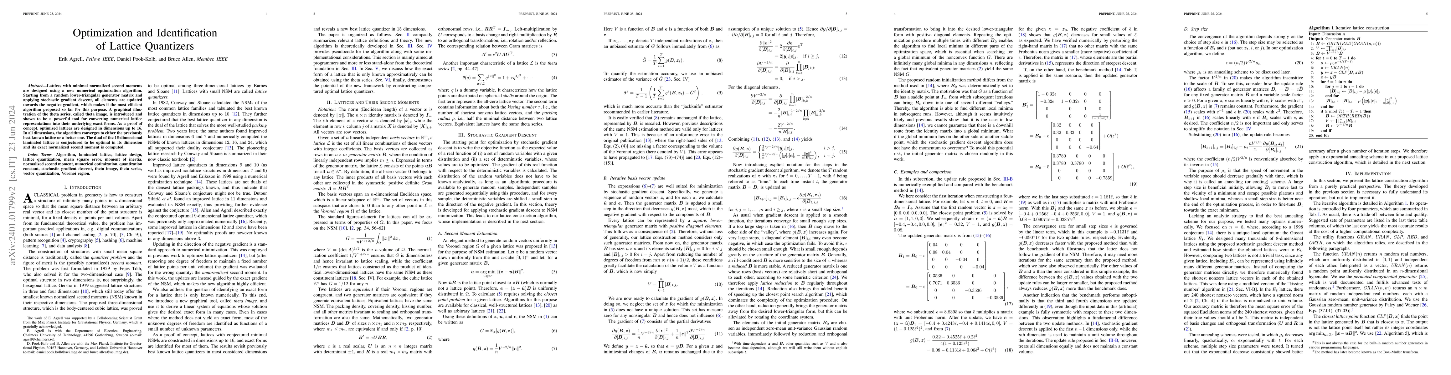 Thumbnail for Optimization and Identification of Lattice Quantizers