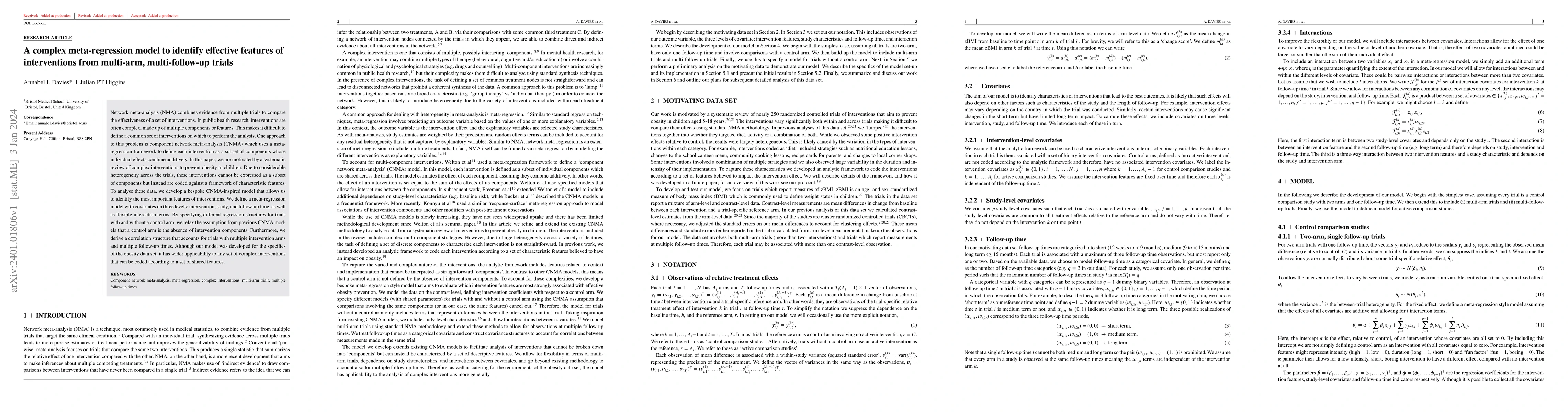 Thumbnail for A complex meta-regression model to identify effective features of
  interventions from multi-arm, multi-follow-up trials