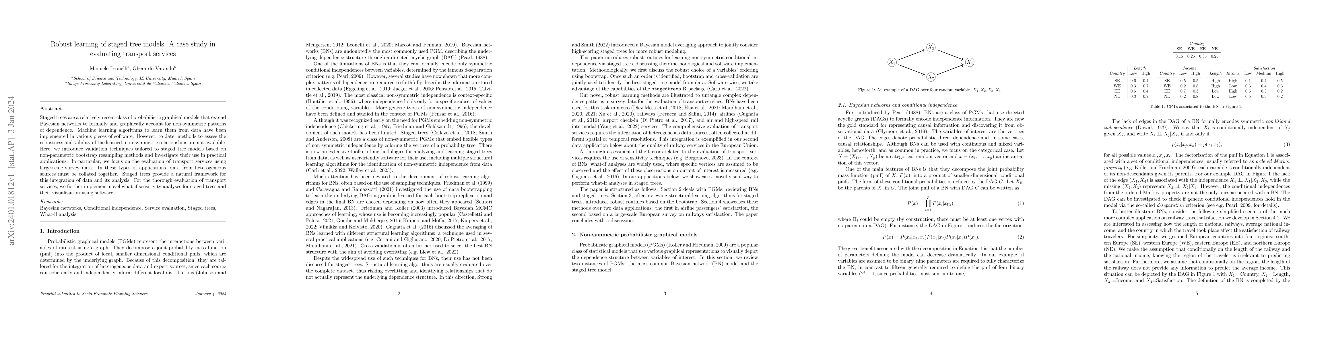 Thumbnail for Robust learning of staged tree models: A case study in evaluating
  transport services