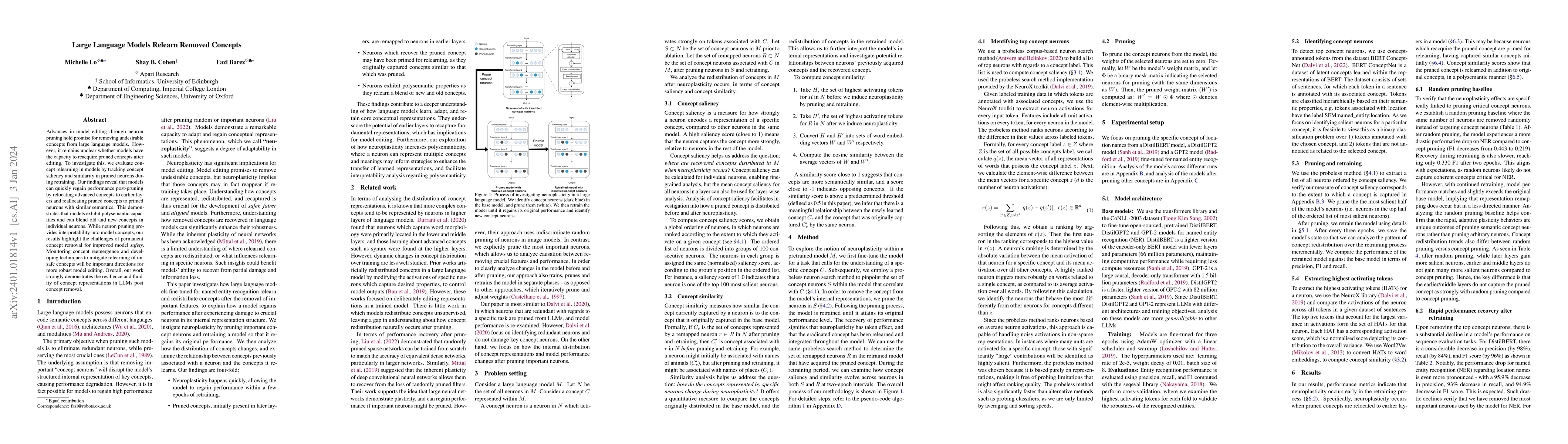 Thumbnail for Large Language Models Relearn Removed Concepts